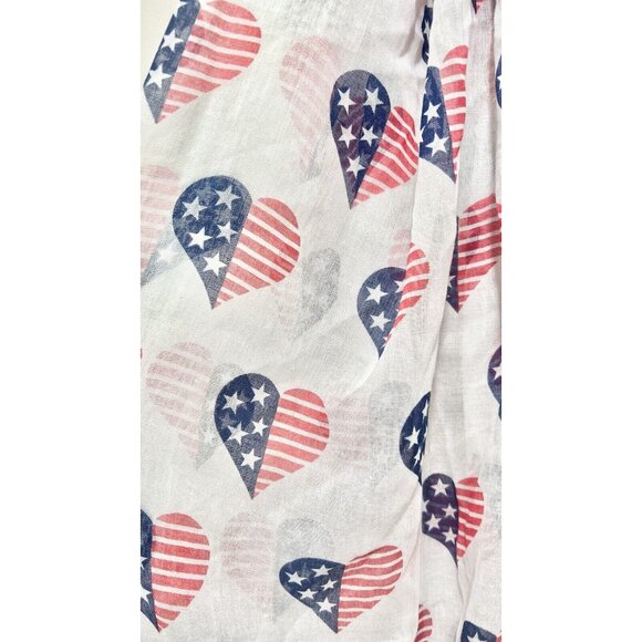 Patriotic American Flag Heart Infinity Scarf Stars Stripes Sheer Scarf Wrap NWT - Picture 4 of 5